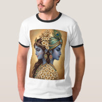 Camiseta de Linha de Arte Divina Radha Krishna / C