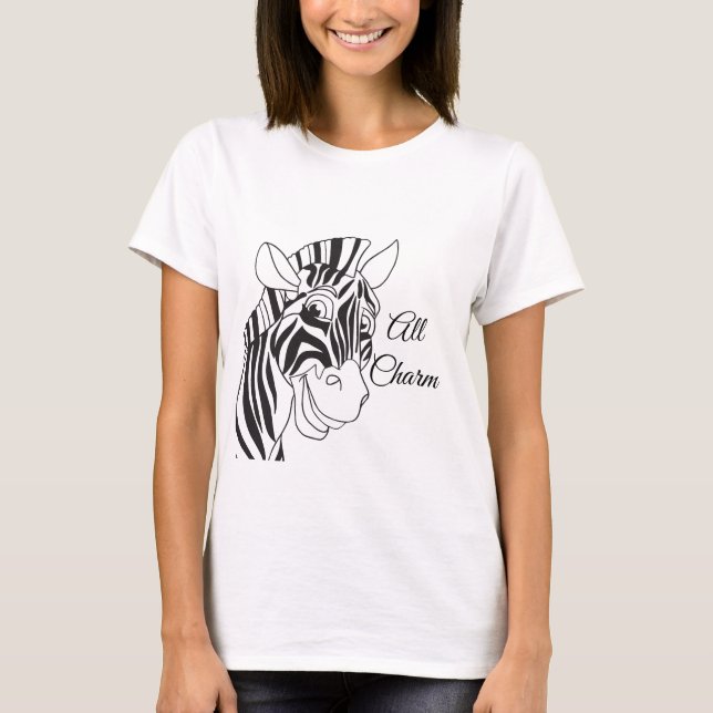 Camiseta De "listras pretas/brancas da zebra bonito todo o (Frente)
