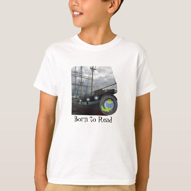Camiseta de livro Born to Read Bookworm (Frente)