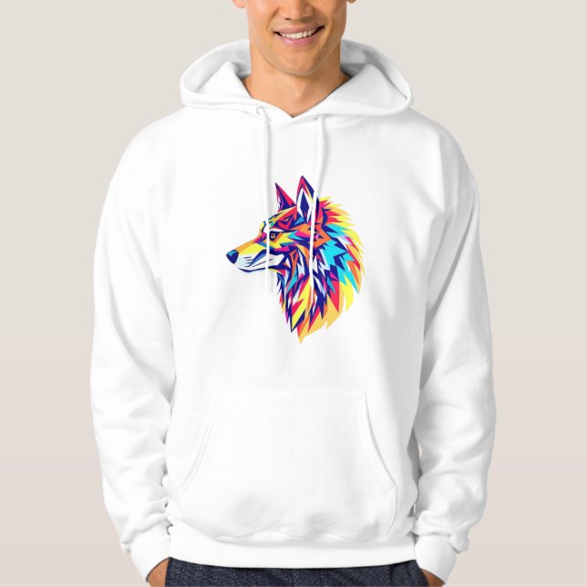 Camiseta de Lobo Geométrico Colorido (Frente)
