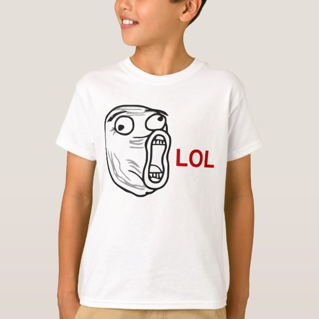 Camiseta De LOL do riso cara alta Meme da raiva para fora (Frente)