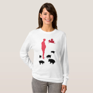 Camiseta de Longa Folha das Mulheres Vegeterias