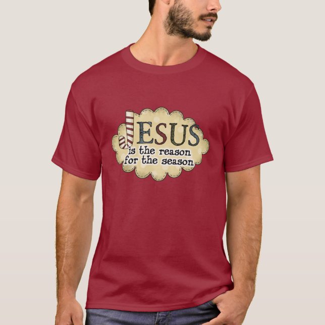 Camiseta de Longa Folha de Natal Religiosa das Mul (Frente)