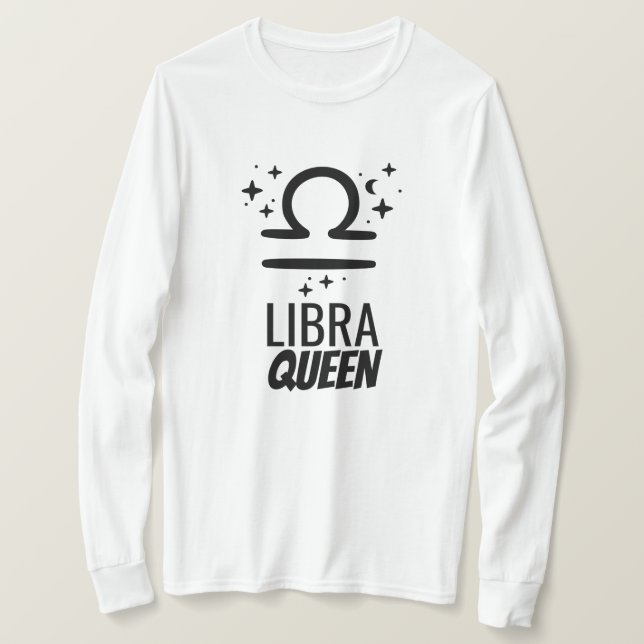 Camiseta de longa manga, rainha da Libra, de uso f (Frente do Design)