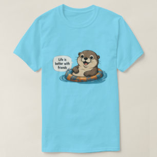 Camiseta de Lontra 'A Vida é Melhor com Amigos'