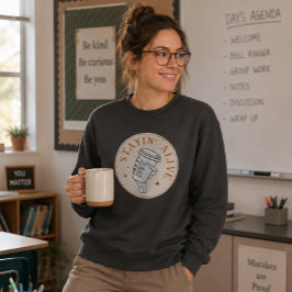Camiseta de malha com esqueleto do Coffee Stayin'