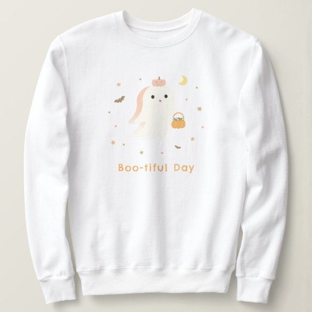 Camiseta de malha Cute Ghost Boo-tiful Day (Frente do Design)