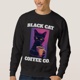 camiseta de malha do outono do café GATO PRETO