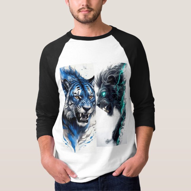 camiseta de manga comprida branca e preta (Frente)