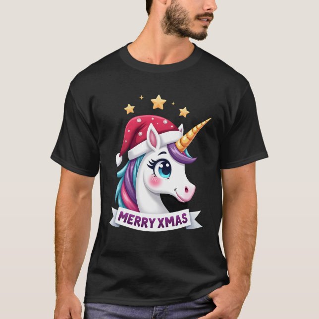 Camiseta de manga comprida Christmas Unicorn (Frente)