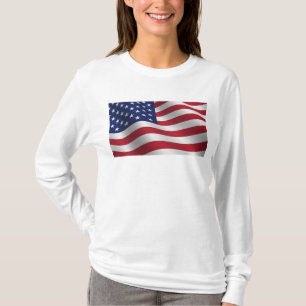Camiseta de manga comprida de algodão com bandeira