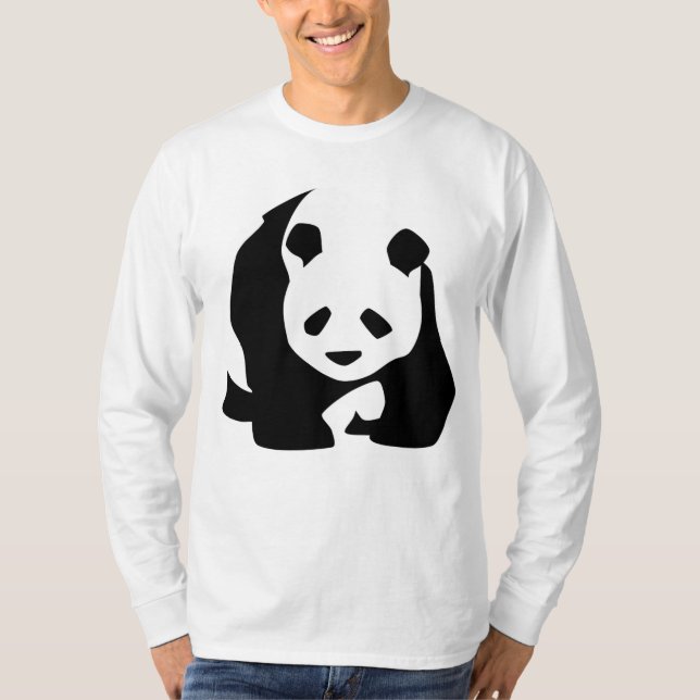 Camiseta de manga comprida do Grande Panda, de uso (Frente)