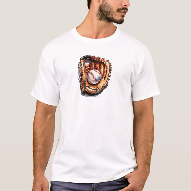 camiseta de manga curta com luvas de beisebol (Frente)