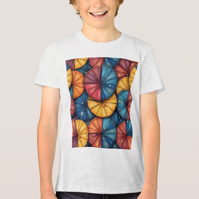 Camiseta de manga curta para crianças de padrão la (Frente)