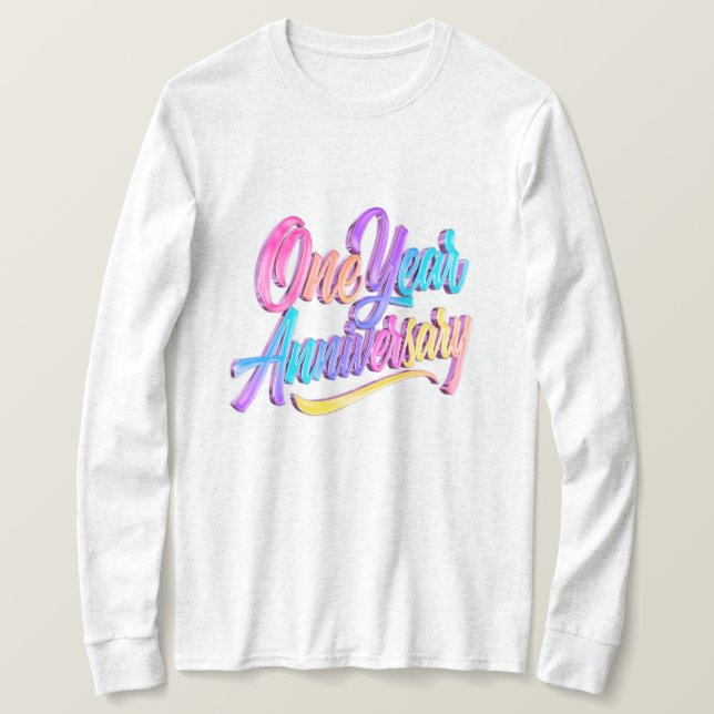 Camiseta de Manga Longa Aniversário de Um Ano (Frente do Design)