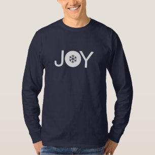 Camiseta de Manga Longa Azul e Branco Christmas Jo