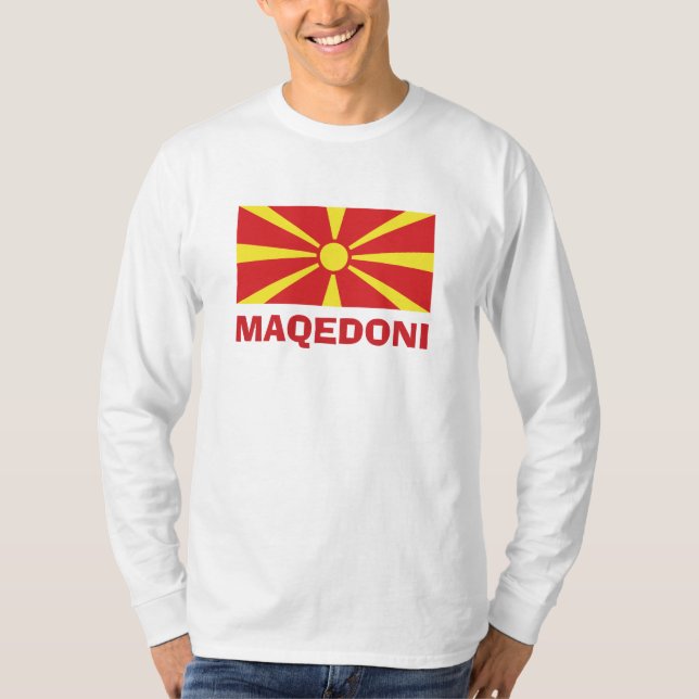Camiseta de Manga Longa Bandeira da Macedônia Maqe (Frente)