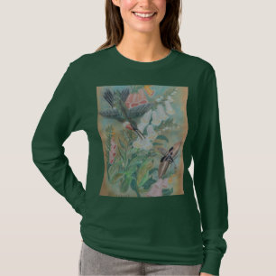 Camiseta de manga longa Beija-flor e Mariposa