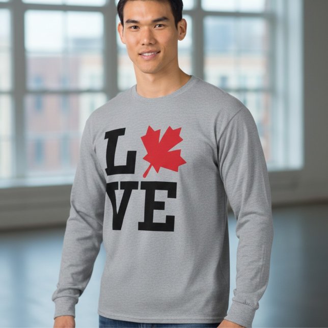 Camiseta de Manga Longa Canada Love Maple Leaf (Criador carregado)