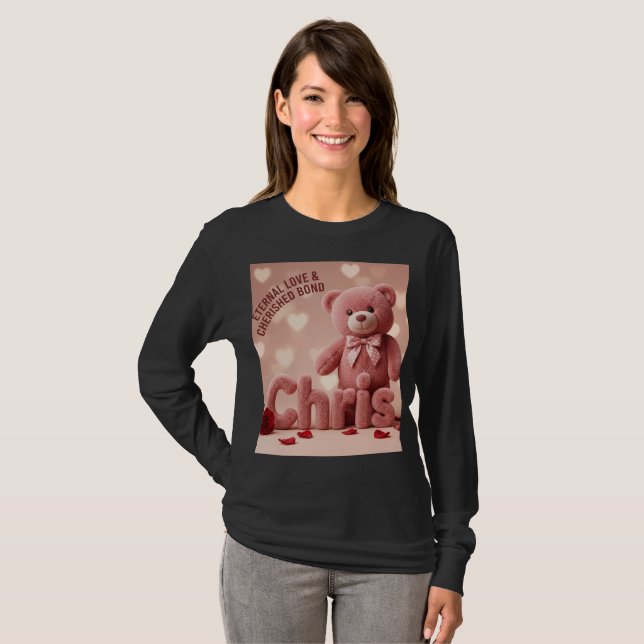 Camiseta de manga longa Chris Teddy Bear Love (Frente Completa)