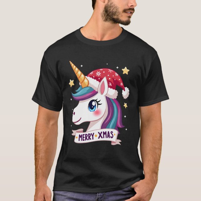 Camiseta de Manga Longa Christmas Unicorn (1) (Frente)