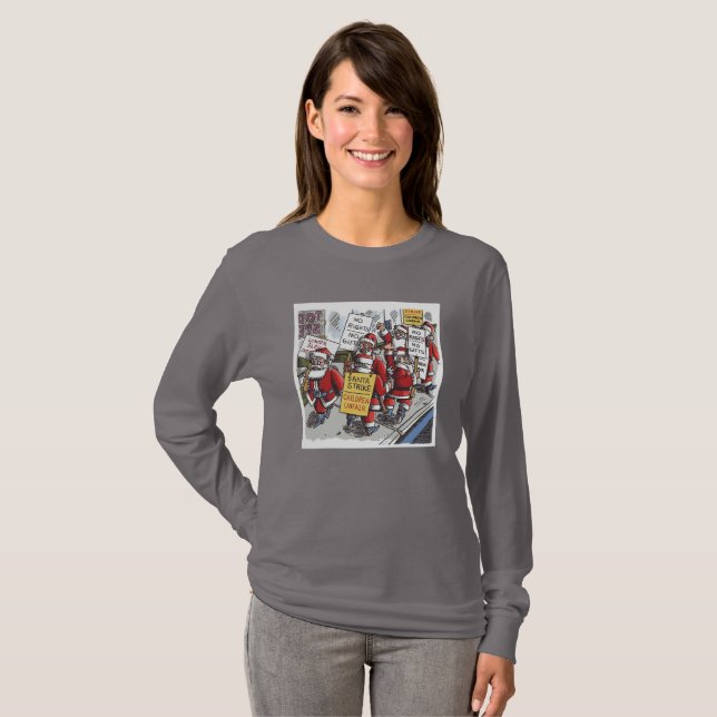 Camiseta de manga longa cinza vívida para mulheres (Frente Completa)