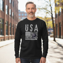 Camiseta de manga longa com crânio e bandeira dos 