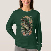 Camiseta de manga longa com estampa floral vintage