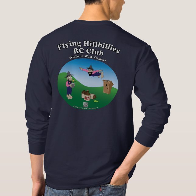 Camiseta de Manga Longa com Gráficos na Frente e V (Verso)