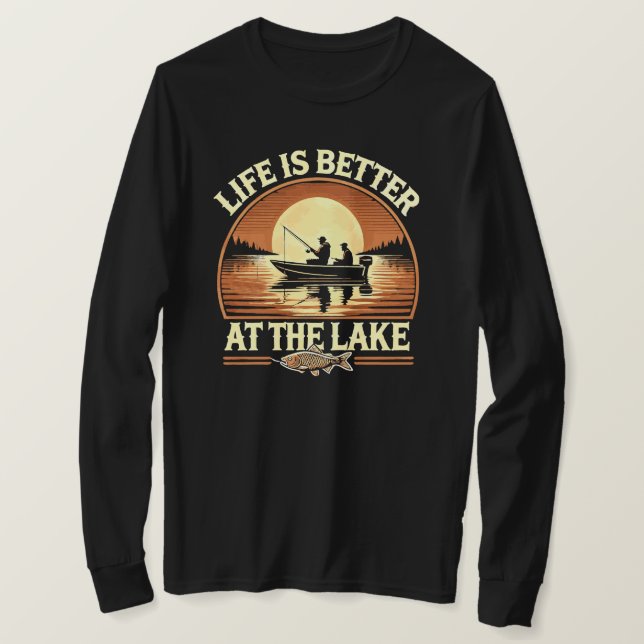 Camiseta de Manga Longa de Pesca (Frente do Design)