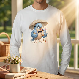 Camiseta de Manga Longa Família de Pássaros Fofos