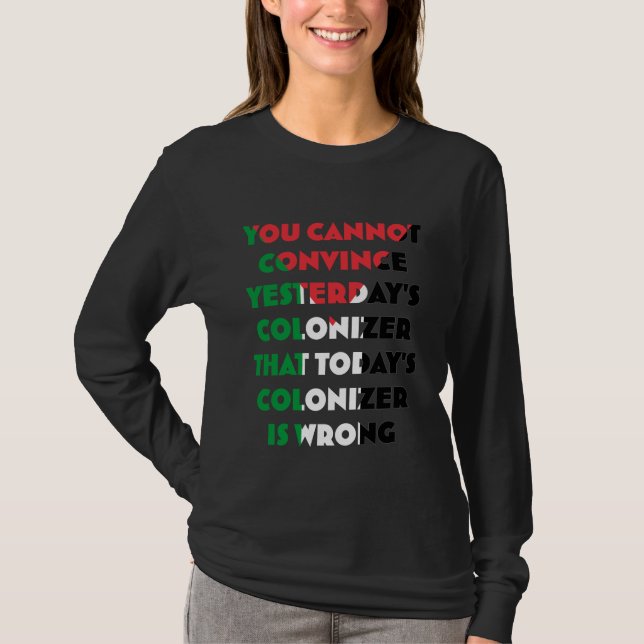 Camiseta de manga longa feminina da Palestina (Frente)