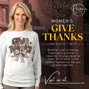 Camiseta de manga longa feminina "Give Thanks"