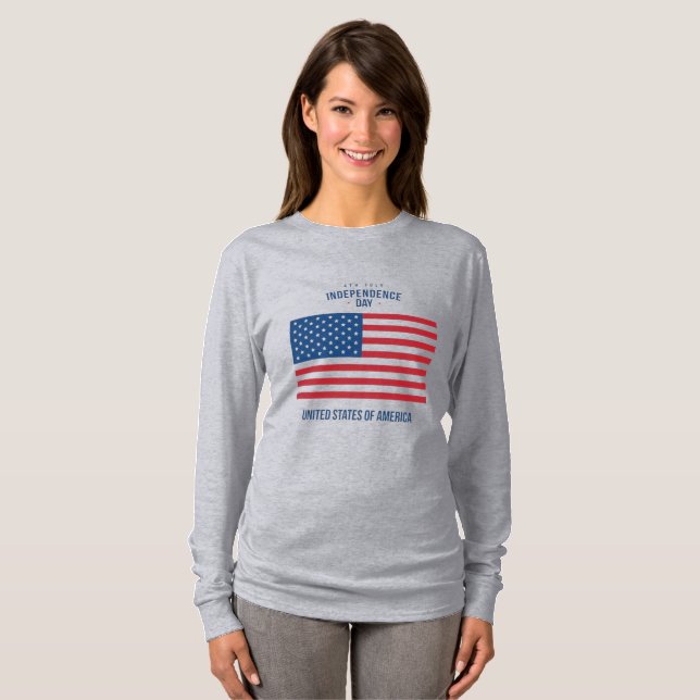 Camiseta de manga longa "God Bless The USA" para m (Frente Completa)