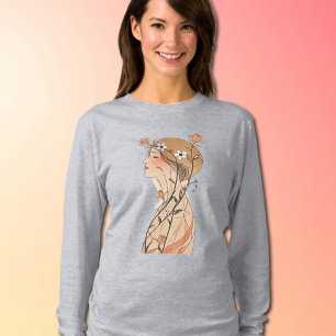 Camiseta de Manga Longa Mulher Art Nouveau - Sonha