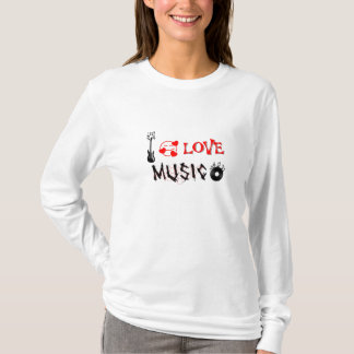 camiseta de manga longa mulher elegante eu amo mús