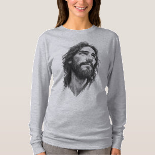 Camiseta de manga longa para mulheres cristãs Jesu