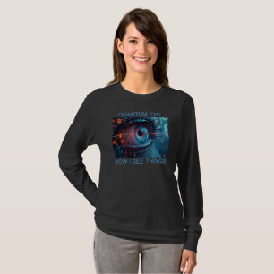 Camiseta de manga longa preta feminina Quantum Eye