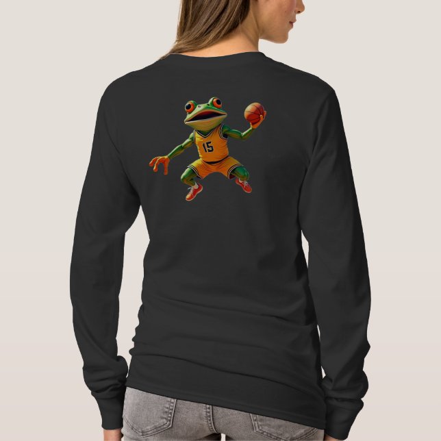 Camiseta de manga longa preta para mulheres Basket (Verso)
