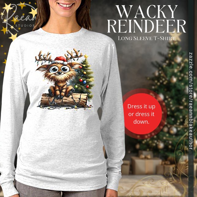 Camiseta de manga longa Wacky Reindeer (Criador carregado)