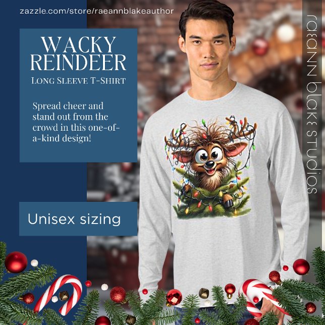Camiseta de manga longa Wacky Reindeer (Criador carregado)
