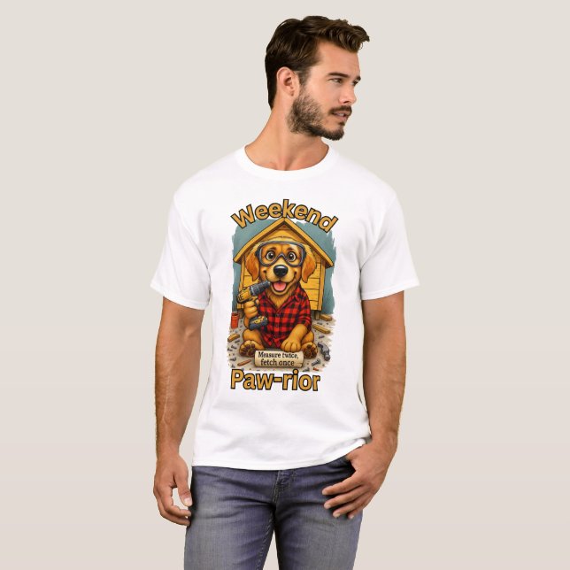 Camiseta de Mão de Obra Engraçada de Cachorro de F (Frente Completa)