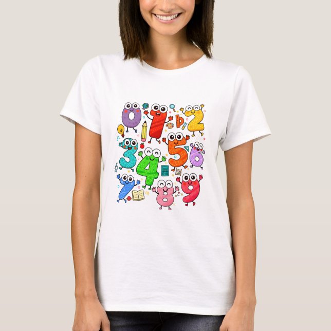 Camiseta de Matemática Números Coloridos para Cria (Frente)