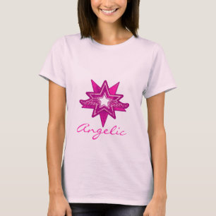 Camiseta de matizes rosa-quente das estrelas Angél