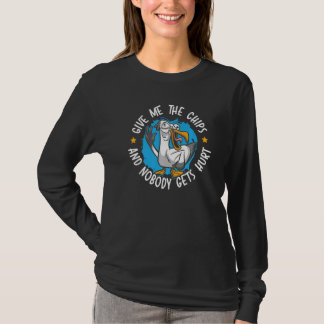 Camiseta Dê-me As Batatas Fritas E Ninguém Se Fere Gaivota