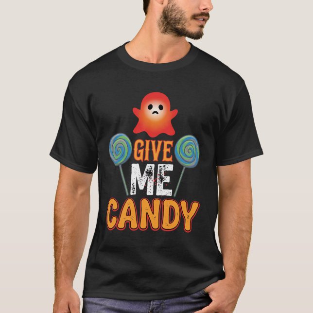 Camiseta Dê-me Doce Fantasma de Halloween_1 (Frente)