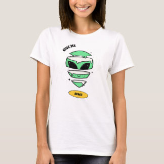 Camiseta Dê-me espaço Engraçado Alienígena Cartoon T-Shirt
