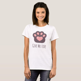 Camiseta Dê-me Five Pawt-shirt para amantes de gatos, dono