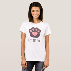 Camiseta Dê-me Five Pawt-shirt para amantes de gatos, dono 