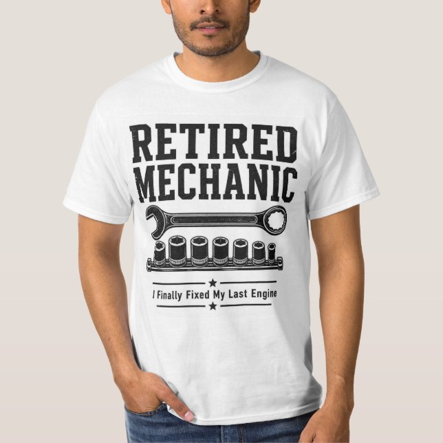 Camiseta de Mecânico Aposentado — Finalmente Conse (Frente)